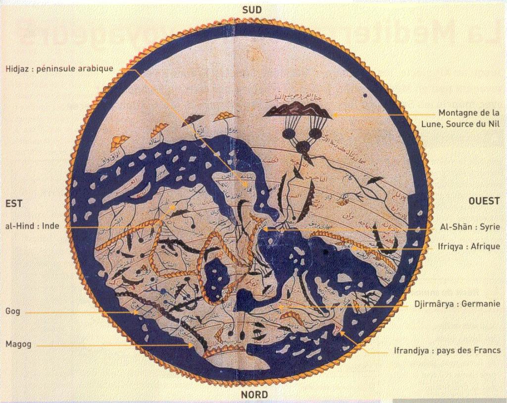 mappemonde d'Idrisi milieu XIIe siècle